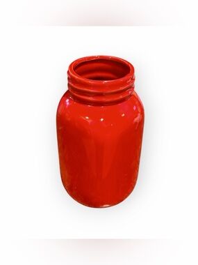 Red Ceramic Mason Jar Style Vase – Farmhouse Rustic Decor